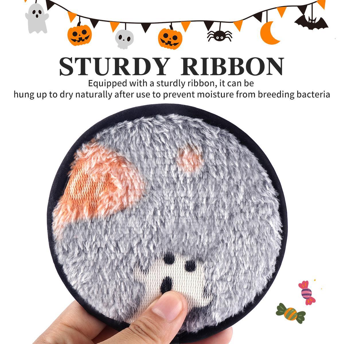 Spider Web Ghost Pattern Makeup Remover Powder Puff, 5 Counts Reusable & Washable Makeup Remover Puff, Facial Cleansing Puff, Makeup Tools for Women