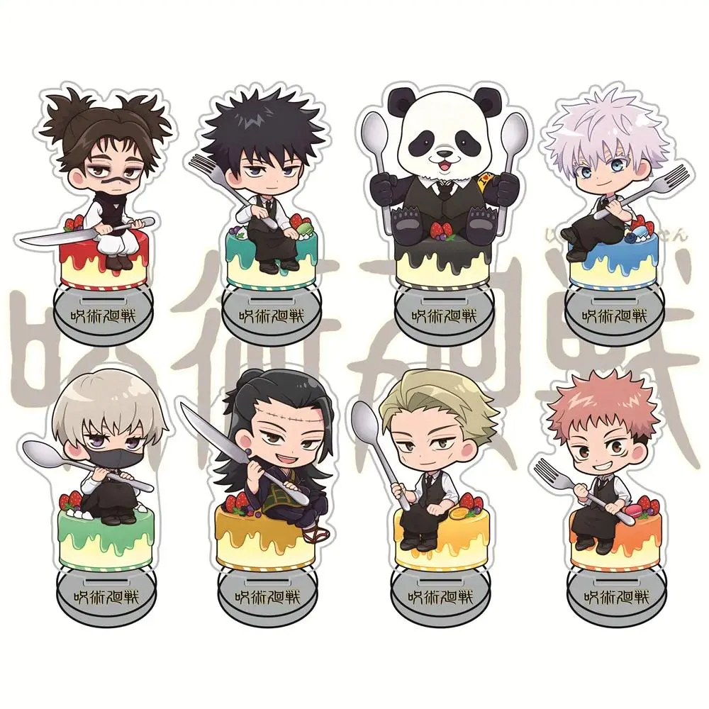 Jujutsu Kaisen Cake Acrylic Stand Figure Keychain, About 10cm Anime Chibi Collectible Merchandise with Film on Surface, Stand-Up Display Desktop Decoration Fan Gift for Party Bags