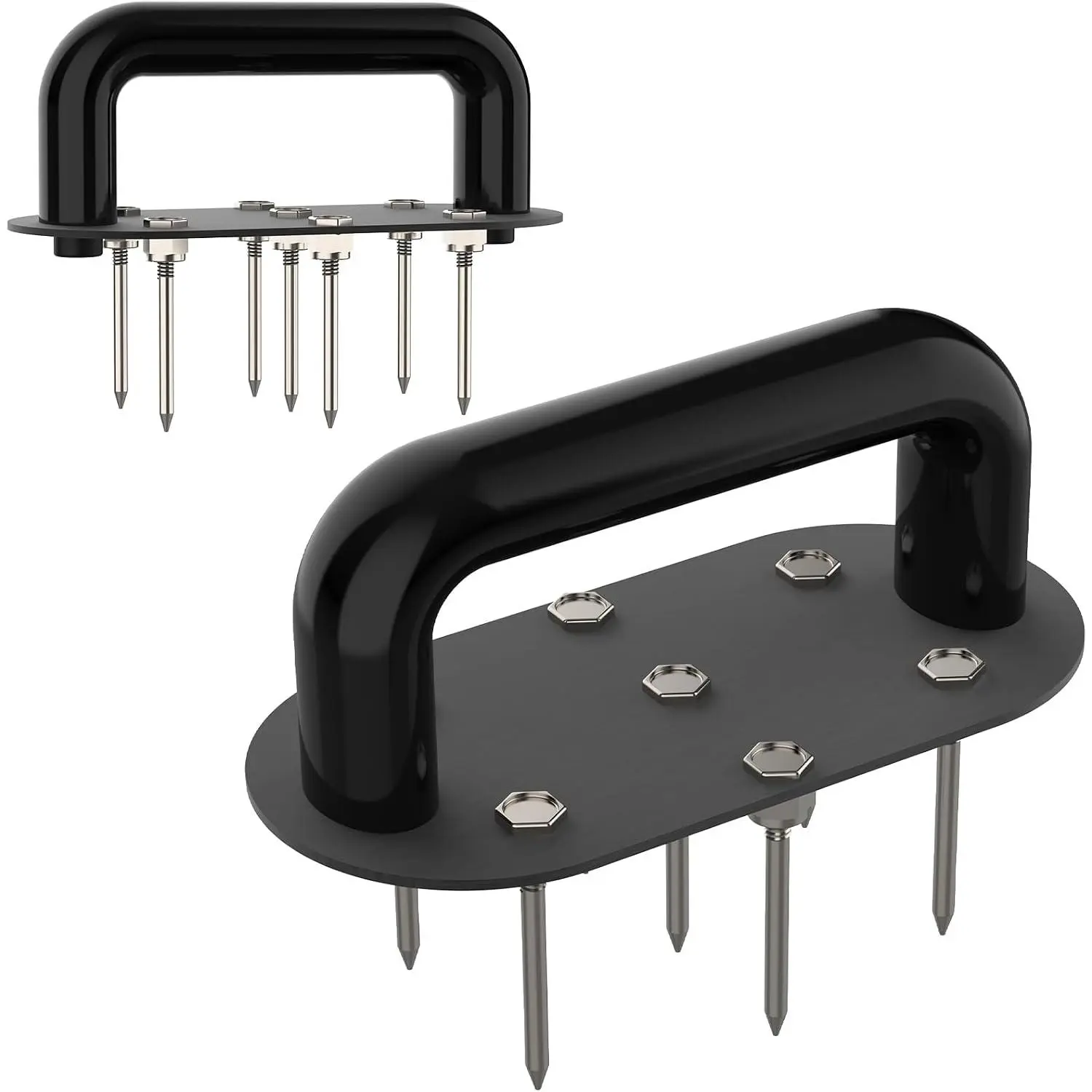 Hand Tiller Garden Tool Lawn Aerator Spike Manual Tool Portable Handheld Aerator Lawn Tool with 7-Iron Spikes, Pre-Aessmbled Small Grass Aerator Tool, Cultivator Tiller Soil Lossener