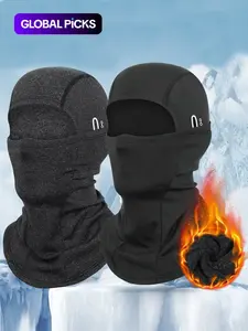 Unisex Winter Warm Face Mask Hoodie, Full-Face Windproof Fleece Ski Hat, Eyeglass Hole Motorcycle Cap, Outdoor Neck Warmer, Thermal Ski Mask