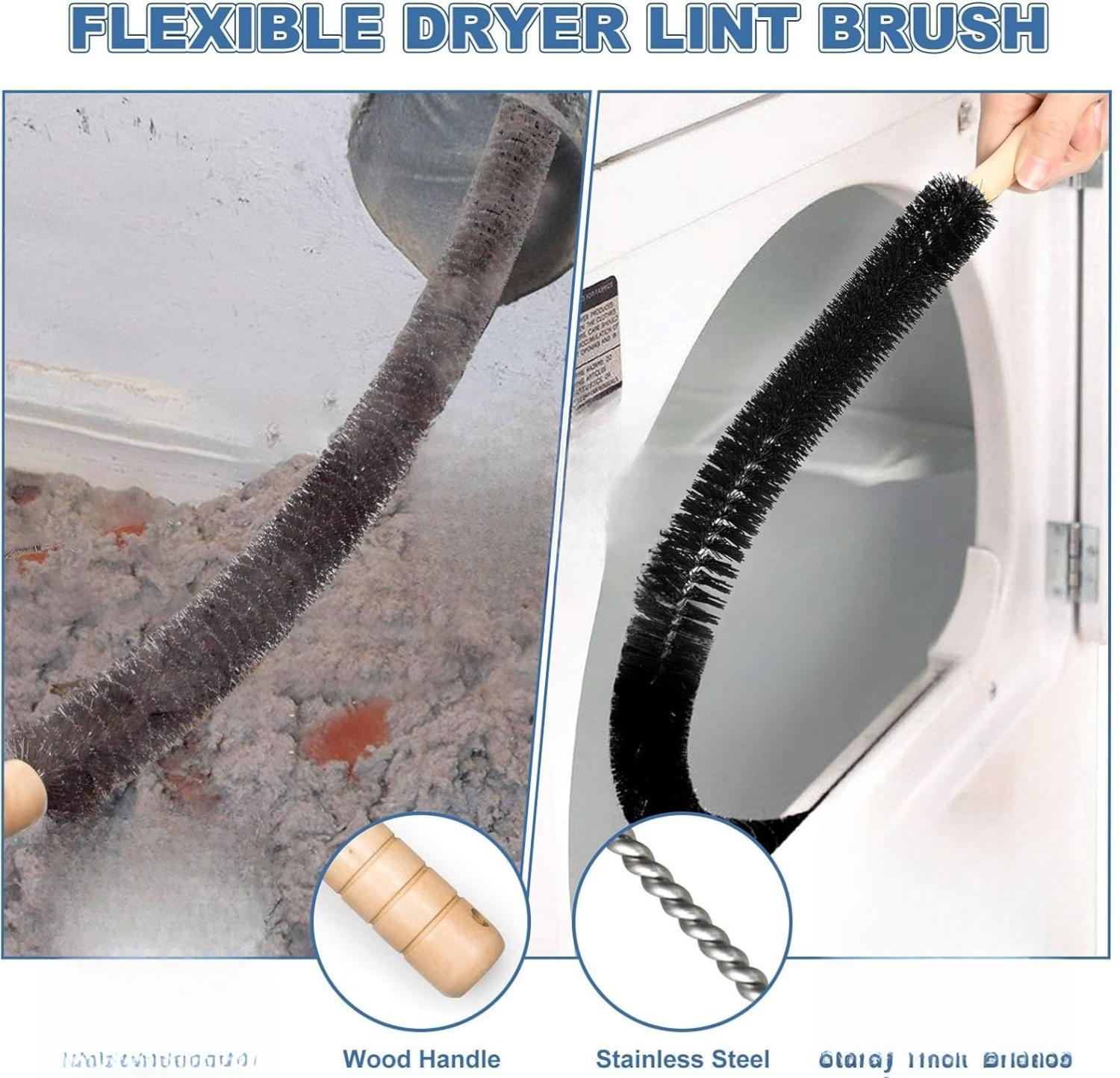 2 Pieces Dryer Vent Cleaner Kit Compatible with All Vacuum Cleaner, Dryer Lint Brush and Vacuum Hose Attachment with Stretch Universal Connector, Quickly Lint Remover