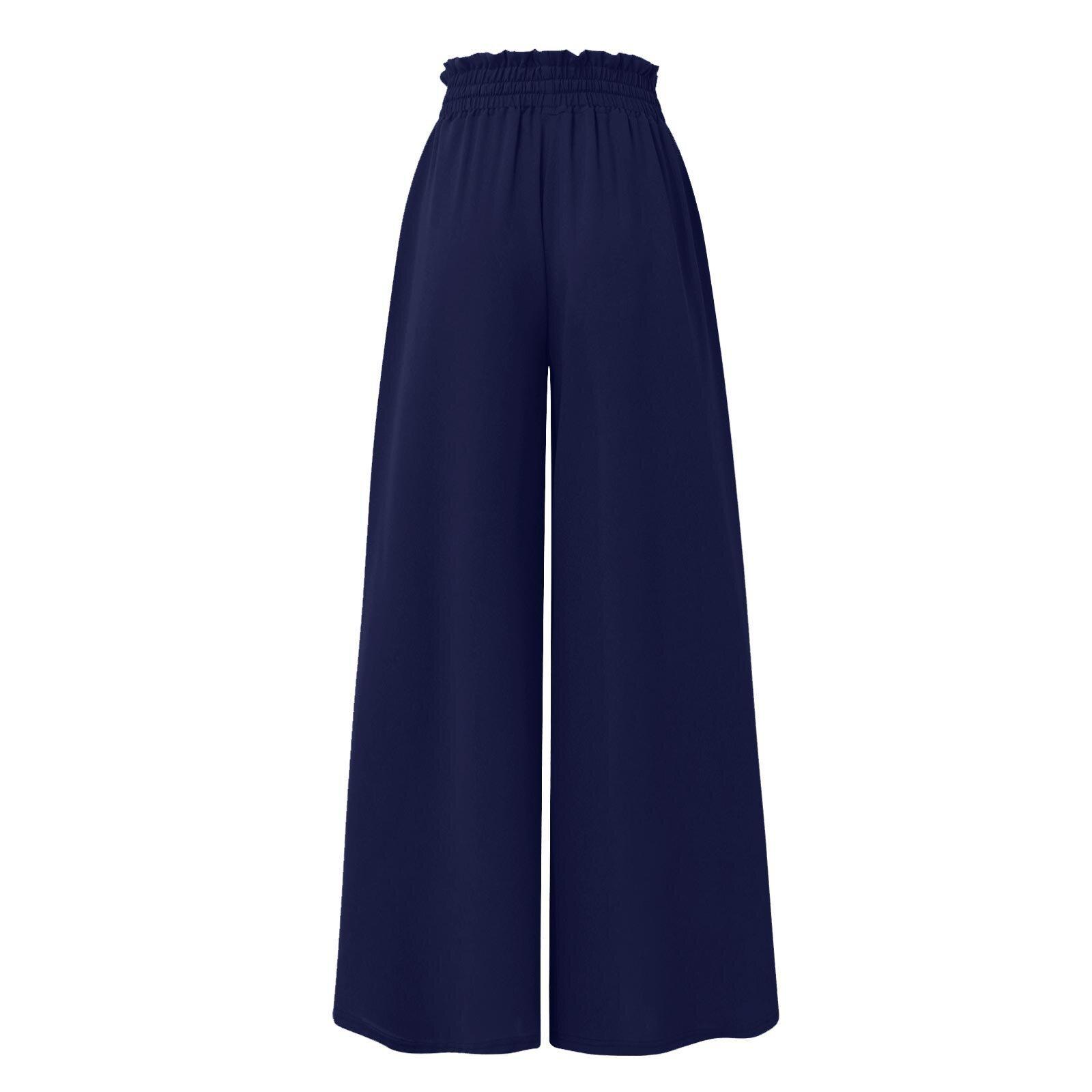 Women's new summer wide-leg long pants with elastic waistband, high-waisted long skirt-pants for women, suitable for beach vacations and commuting