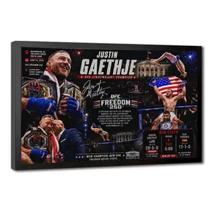 Freedom 250 Justin Gaethje Poster UFC Victory Moment US Flag Elements Backflip Celebration Canvas Print Boxing Star Canvas Print Artworks Bedroom Living Room Decor