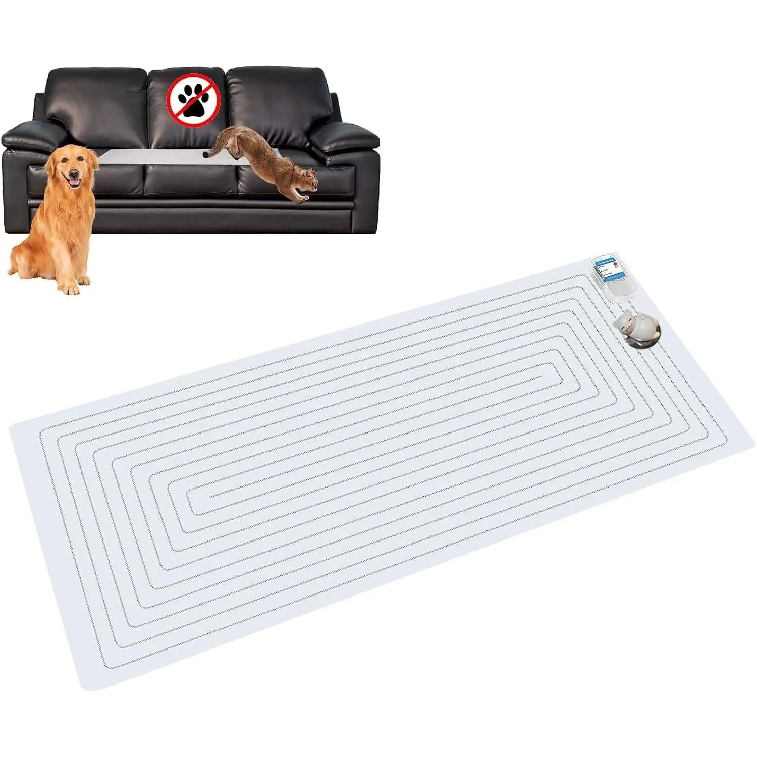 Pet Training Mat 48"x20" with Built-in Tester - Electric Shock Pad for Dogs & Cats, 3 Adjustable Modes to Keep Pets Off Couch, Bed & Kitchen Surfaces