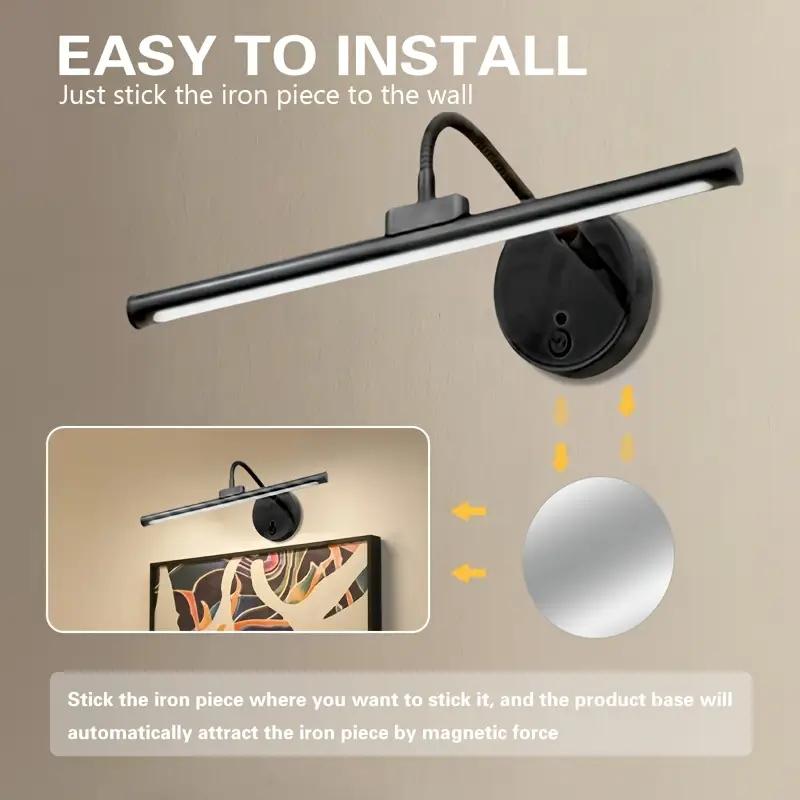 USB Rechargeable Wall Mounted Light, Dimmable Picture Light with Remote Control, Novelty Lighting for Wall Painting, Gallery Art, Painting, Portrait