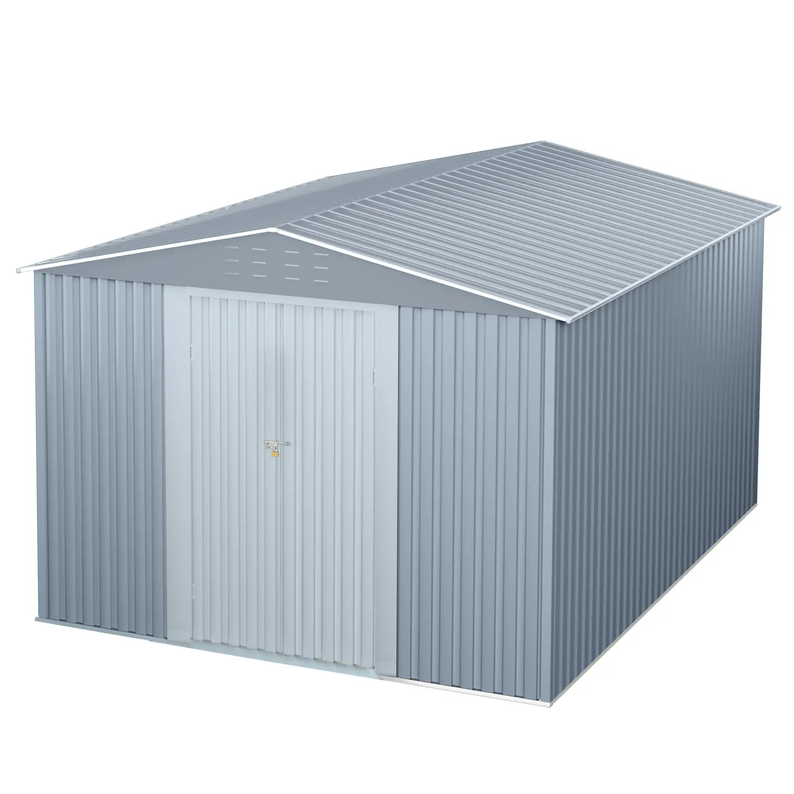 Perfect Outdoor Storage! 10 x 12 FT Sturdy Steel Shed with Lockable Doors for Garden & Backyard Tools