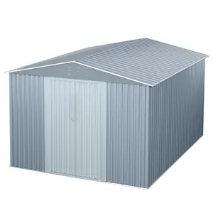 Perfect Outdoor Storage! 10 x 12 FT Sturdy Steel Shed with Lockable Doors for Garden & Backyard Tools
