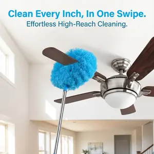 Extendable Microfiber Ceiling Fan Duster - Long Handle, Dust-Locking, Reusable, Lightweight Design for Everyday Light Household Cleaning, Ideal for Ceiling Fans, Walls & Hard-to-Reach Areas-YY1