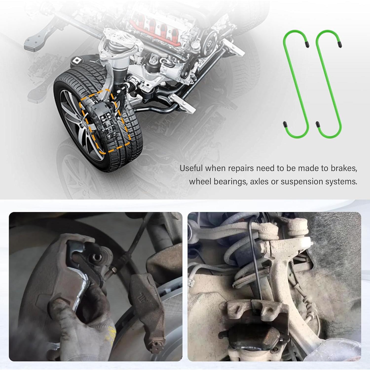 4 count  Caliper Hangers, Caliper Tool/ Caliper Compression Tool for Changing  Pads,Braking,Universal Automotive Tools  Caliper Hooks with Rubber Caps (4, Green)