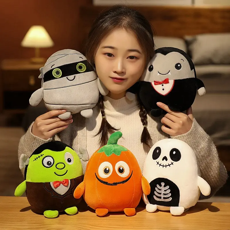 20cm Cute Halloween Pumpkin Zombie Plush Toy, Soft Stuffed Animal for Kids, Party Decoration, Home Decor, Gift Idea