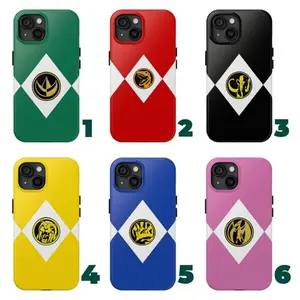 Trendy 90's Super Hero Power Rangers Glossy Phone Case For IPhone 17-11, Pro Max, Pro Plus, and Samsung S26-23 Safety Two-In-One Case