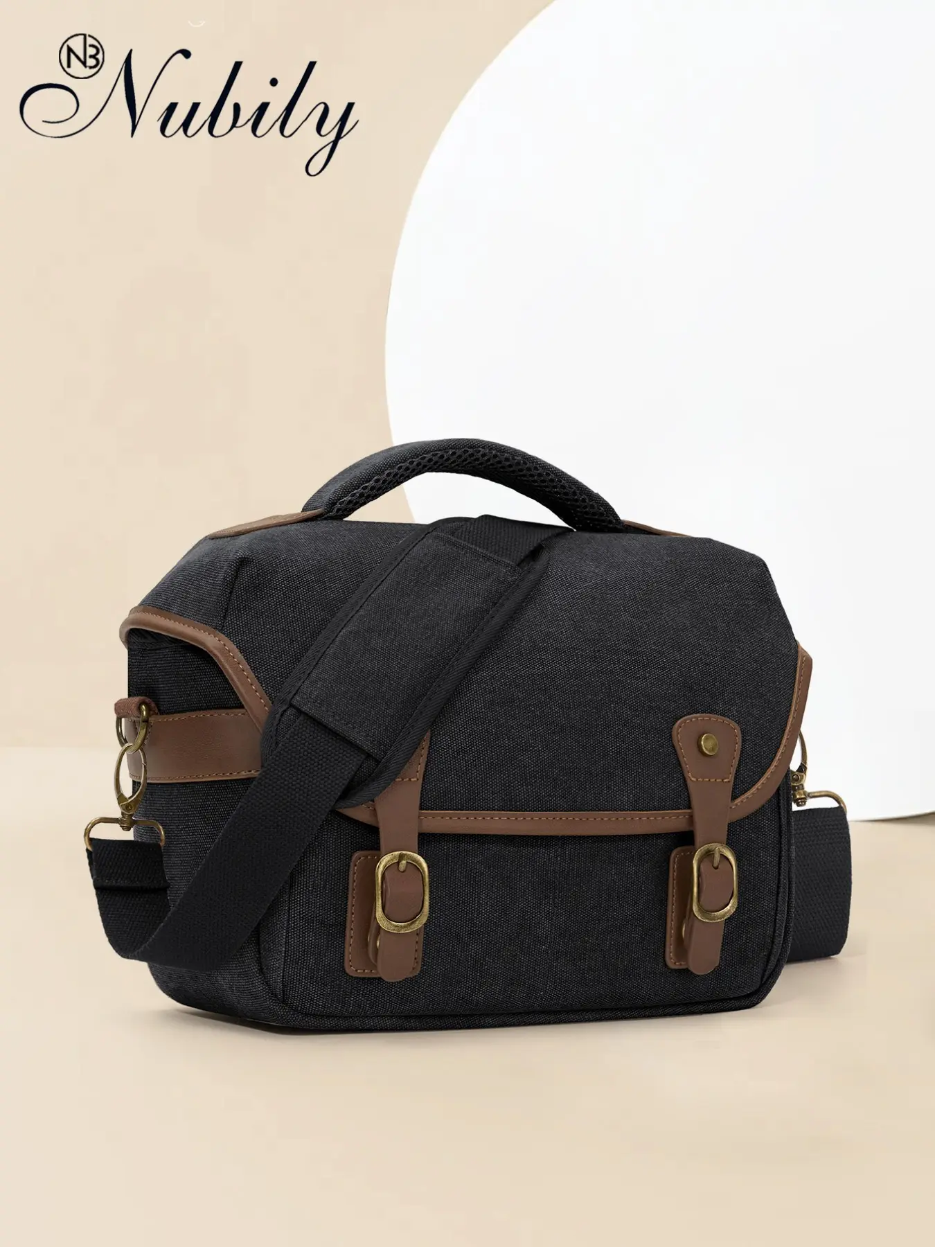 Vintage Aesthetic Canvas Camera Sling Bag for Men Women, Compact Crossbody Dslr Slr Mirrorless Camera Shoulder Case with Rain Cover, Portable Photographer Bag