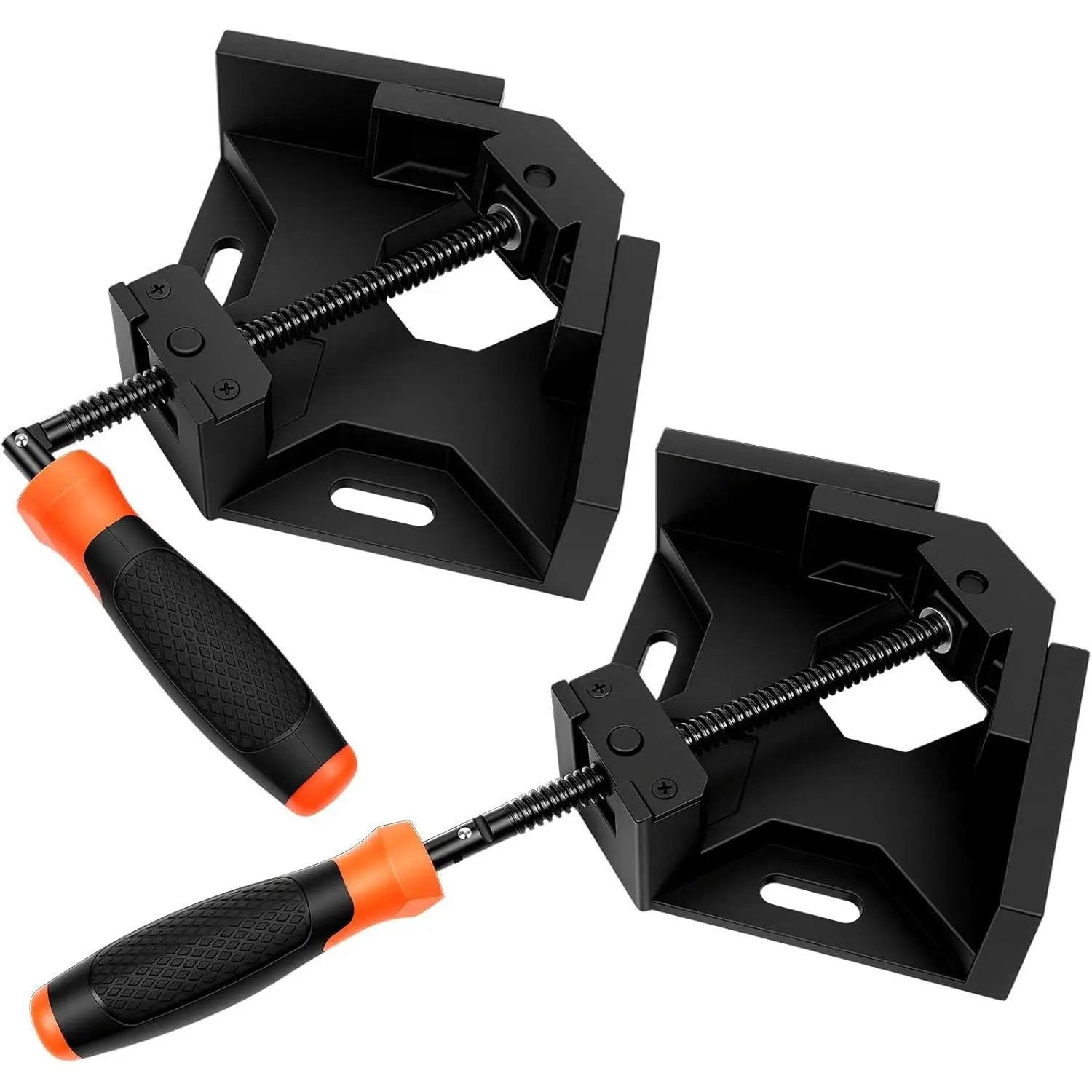 2-Pack Right Angle Clamp | Self-Adjusting  Swing Jaw & Fold-Flat Handle | Corner Clamps for Woodworking, Welding & Gang-Clamping