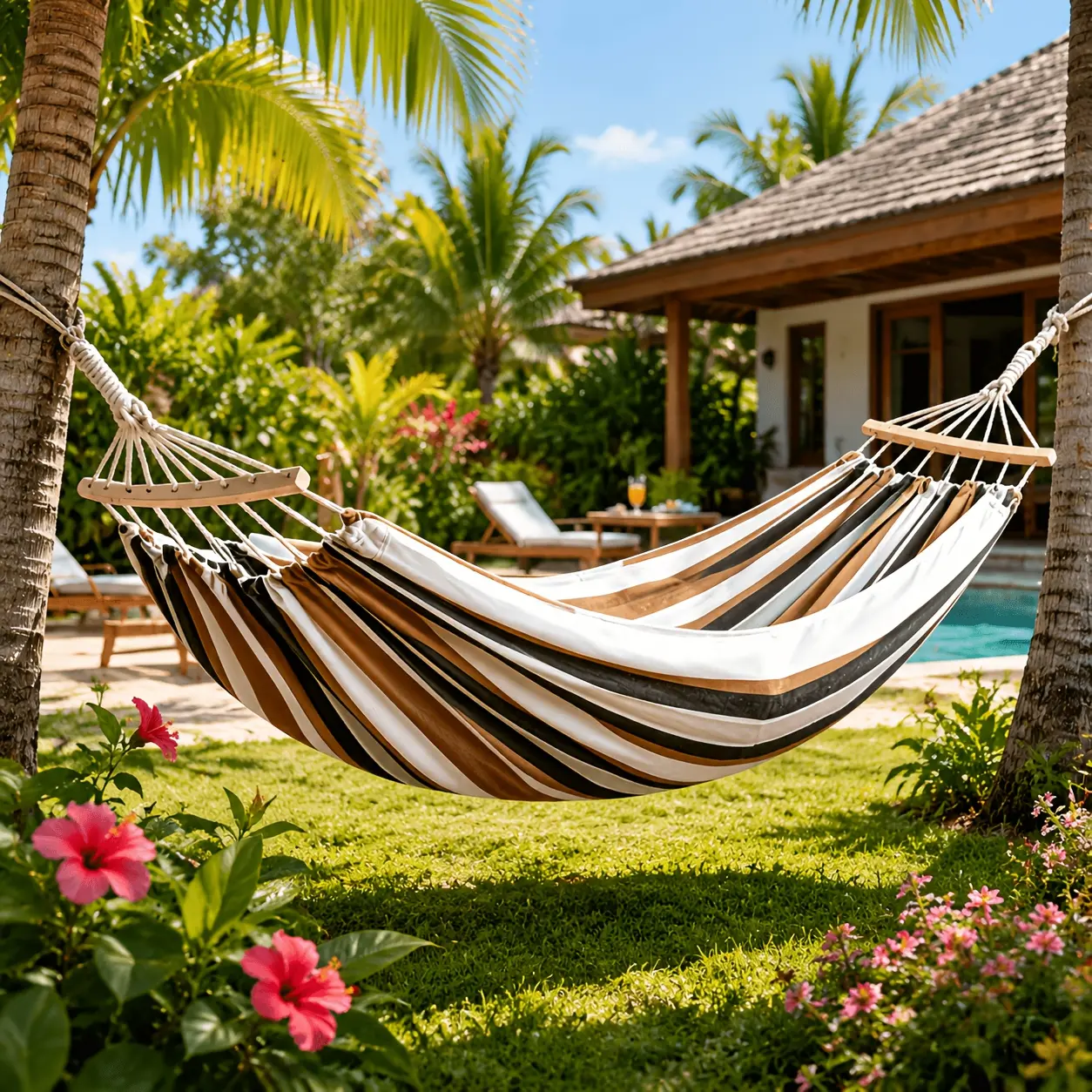 Hanging Off-the-Ground Hammock with Support Rod, Storage Bag & Safety Design, Ideal for Outdoor Corridors & Courtyards, Hanging Hammocks, Off-The-Ground Hammocks