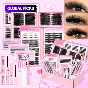 SexySheep 10 Styles Lash Clusters Kit, Mixed-Length Individual Eyelash Extensions Set, Self-Grafting False Lashes with Tweezers, Glue and Remover, DIY Dramatic Lashes Professional Eye Makeup Accessories for Women, Eyelashes Extension Set