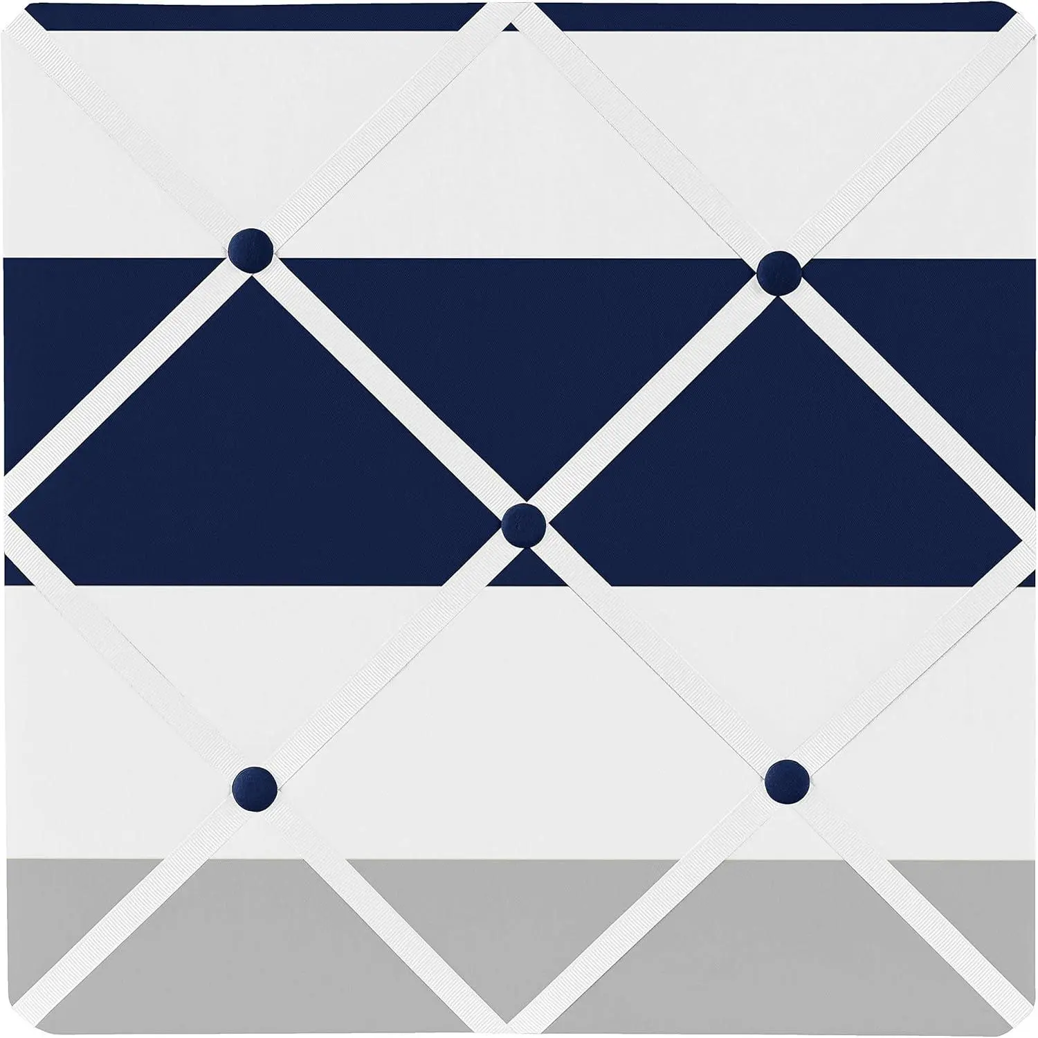 Navy Blue Gray and White Fabric Memory Memo Photo Bulletin Board for Stripe Collection