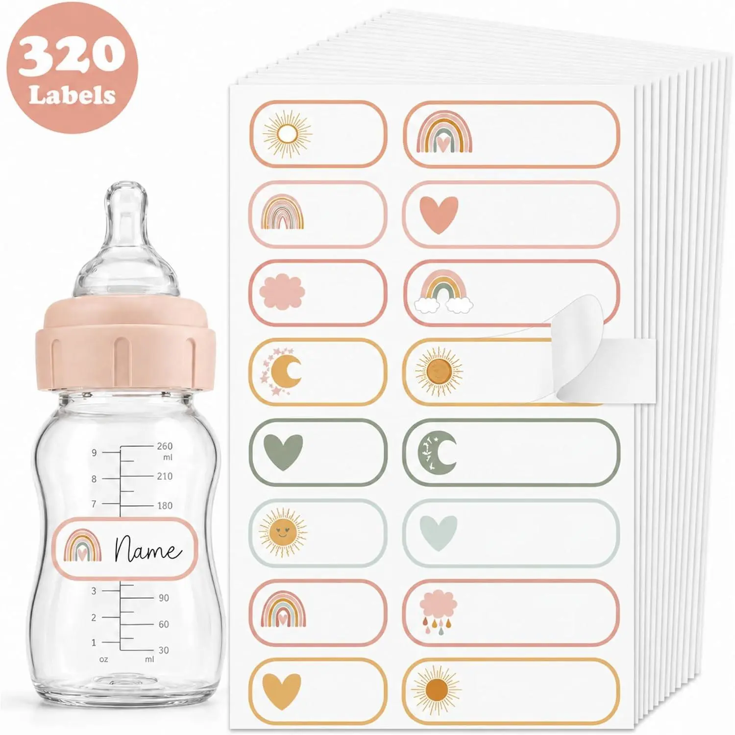 320 count Labels for  Stuff    Name Labels Washable Bottle Label  Self-Adhesive Tag Sticker for Self-Laminating Write- School Essentials  Milk(Boho)