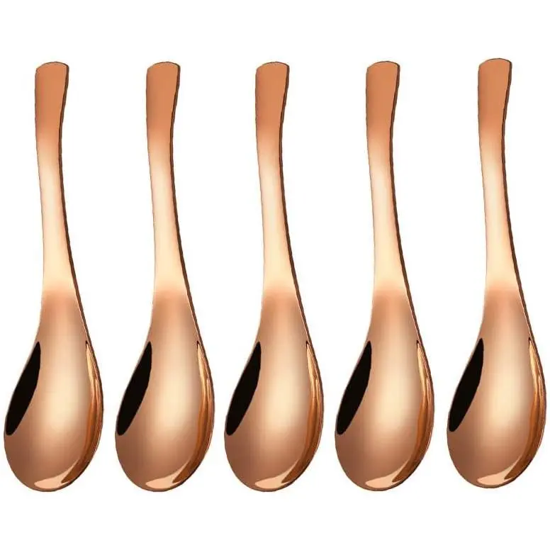 5 count Stainless Steel Soup Spoons, Mirror Finish, Kitchen & Dessert Spoons (Rose )
