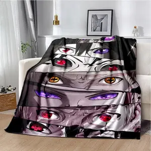 Hot Anime 3D N- Cartoon Anime I-Itachi Flannel Blanket Soft Warm Throw Blanket for Bedroom Living Room Bed Travel Camping Picnic Kid Cozy Vibes, Holiday Gift, Must-Have, Book Lover, Comfortable Throw, Warm Blanket, Fantasy Fans, Winter Decor, Gift