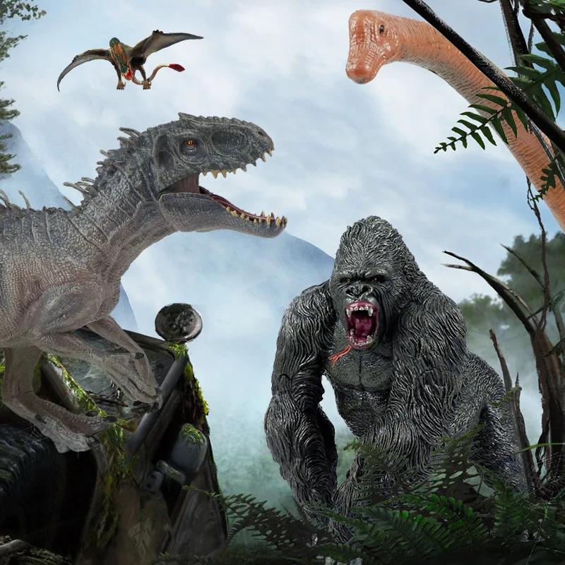 Simulation Dinosaur Toys Plastic Gorilla Toys Dinosaur Animals Model Brachiosaurus Plesiosaur Action Figures Kids Boy Gift