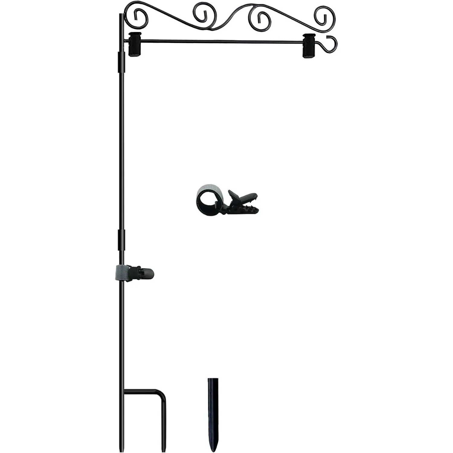 Garden Flag Pole Stand Holder, Garden Flags for Outside with Flag Stopper and Clip  -Coated  for Flag Pole Holder for Outside House,Yard Flags for Outside