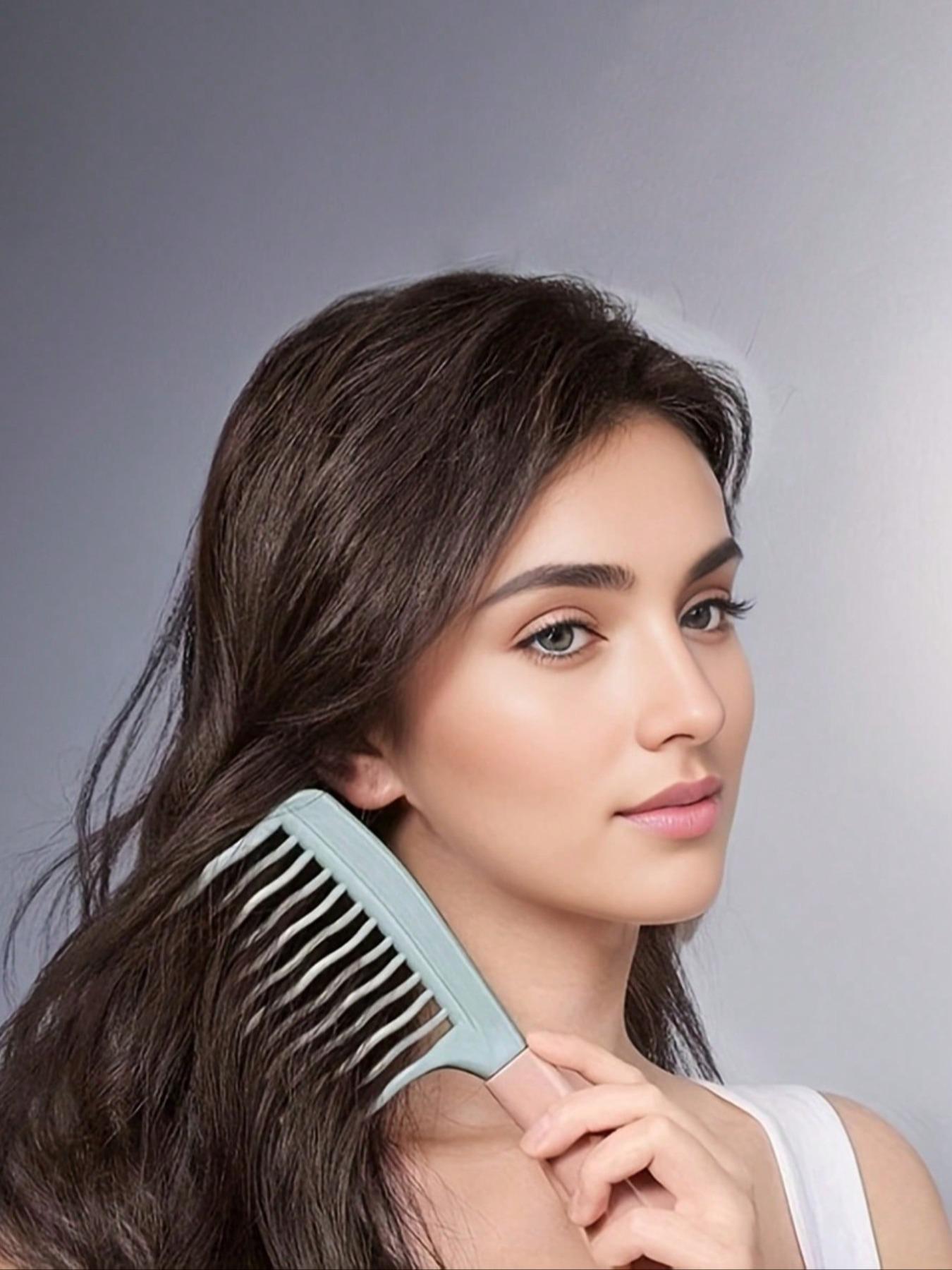 Dual Wide-Tooth Hair Combs Set, & Light Blue Color, Abs Handle, Curly Hair Management Tool, Home Massage Accessory, Hair Detangling Comb