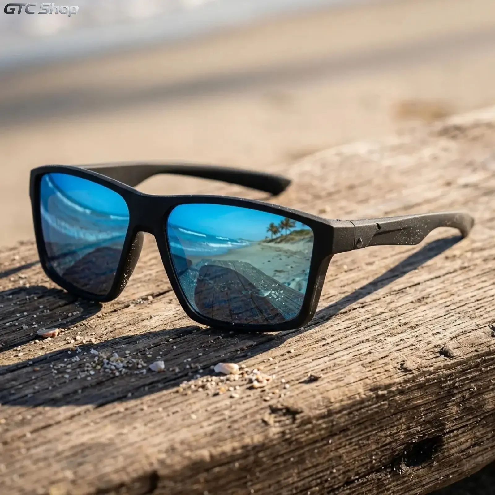 Anti-Slip Wrap Sports Shades Blue Mirror Polarized UV400 for Angling & Road Travel