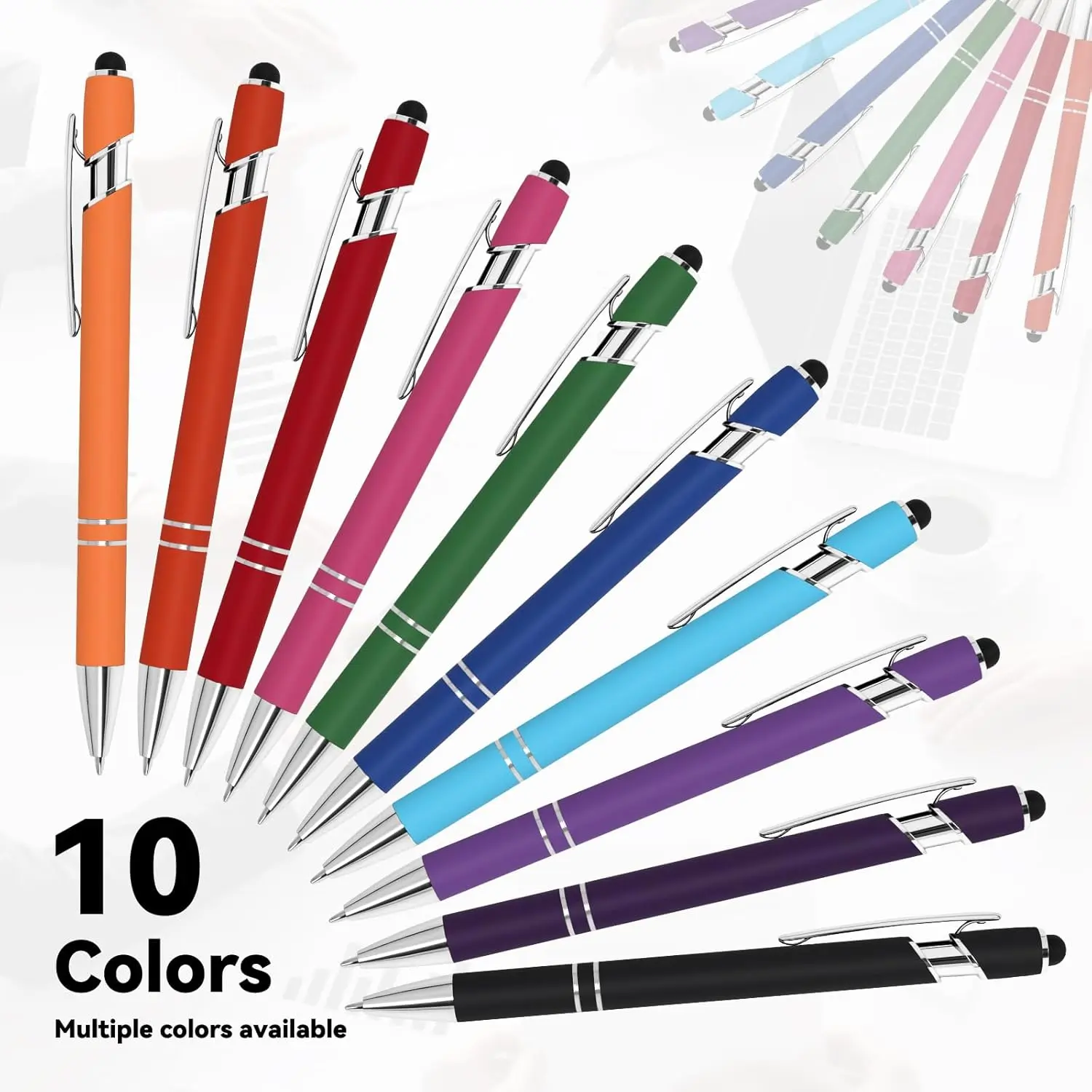 Blue Custom Engraved Pens (10-Pack) - Personalized Name, Text/Logo, Black Ink, Fine Pen Tip - Office Stationery for Business Gifts, Company Gatherings, Name/Logo