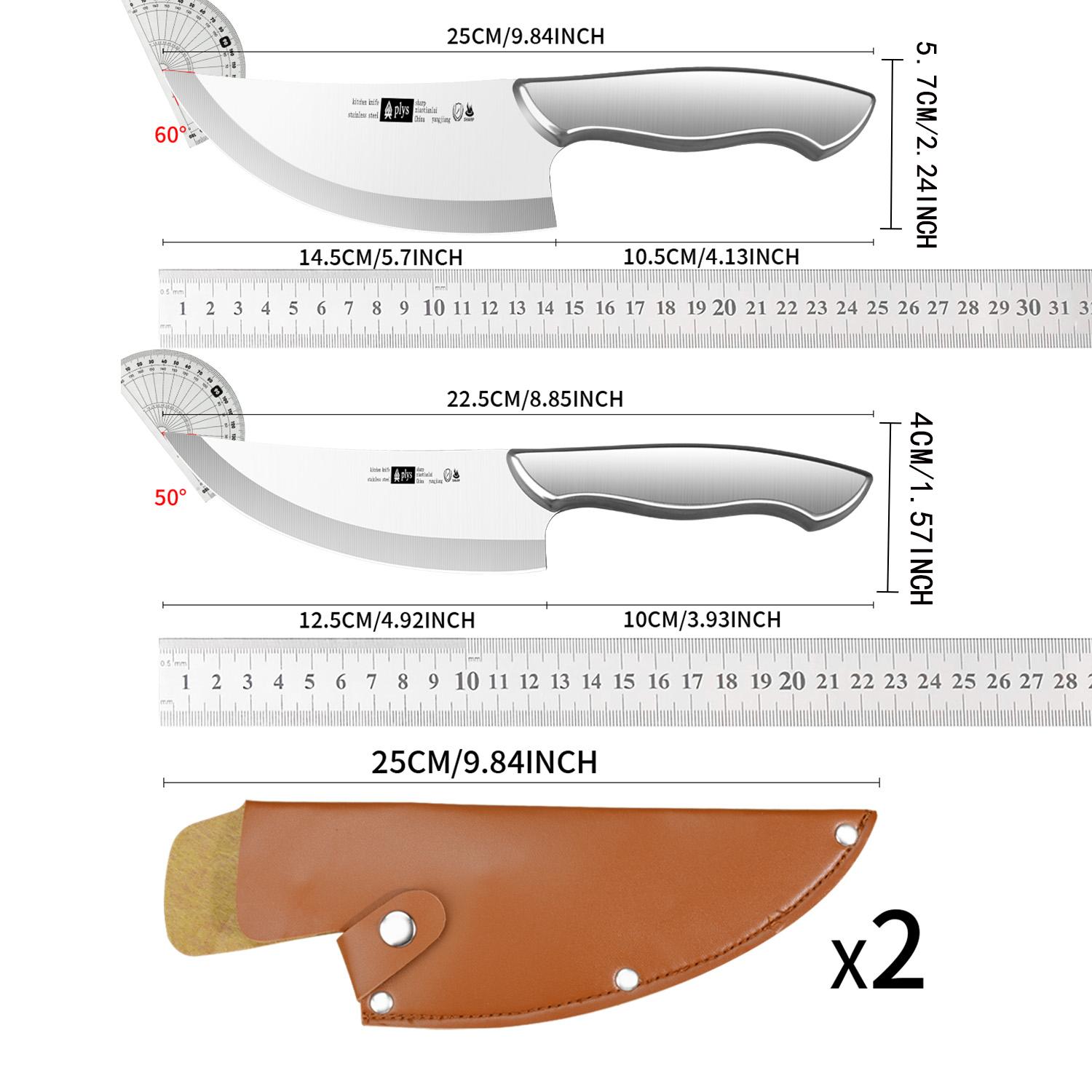 All-Steel Bone Knife with Leather Sheath. Professional Grade Meat Cleaver with Comfortable Grip for Outdoor Barbecue and Home Kitchens - Chef Fixed Blade Knives