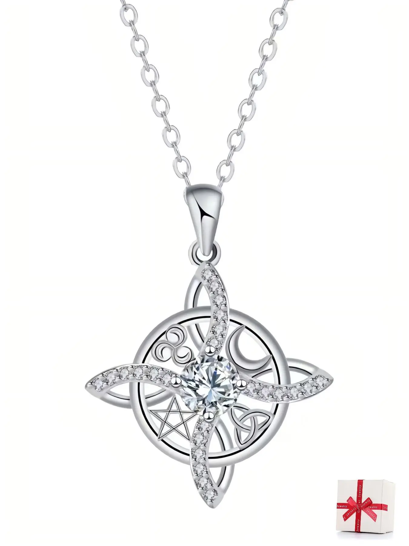 Women's Witch Knot Pendant Necklace, Hecate Goddess Elegant Jewelry, Christmas Gift for Wife Mother Girlfriend, Fashion Accessory