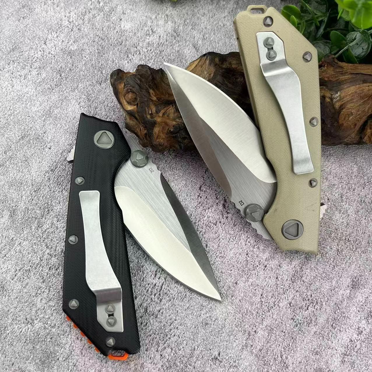 D.OC Manual Flipper Folding Knife, High Hardness D2 Steel, G10 Handle, Multi-functional Camping Hiking Knives for Outdoor Exploration, Everyday Carry Tool, Durable and Portable for Outdoor Activities
