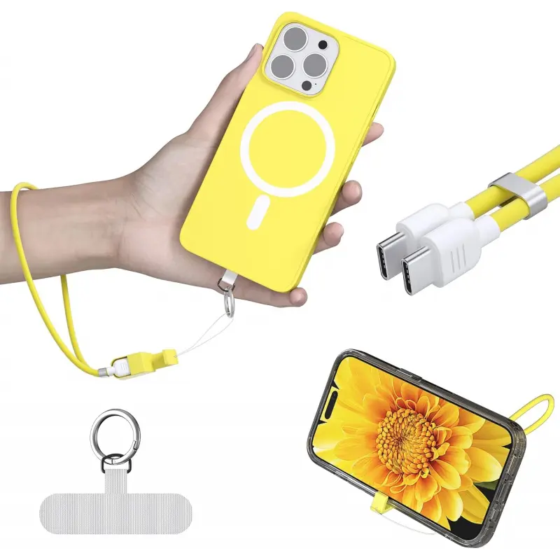 Phone Lanyard Charging Cable, Wrist Strap, Portable Phone Stand, Adjustable Chargers Lanyards Usb c, Type c Cable