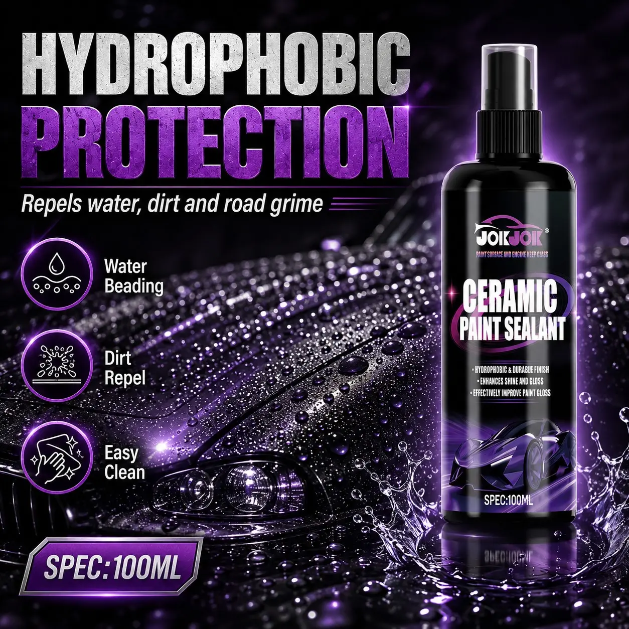 Car Paint Coating Spray, Nano Ceramic Coating Agent, Quick Film Formation, Waterproof and Dirt-Resistant, Enhances Glossy Finish, Long-Lasting Shine