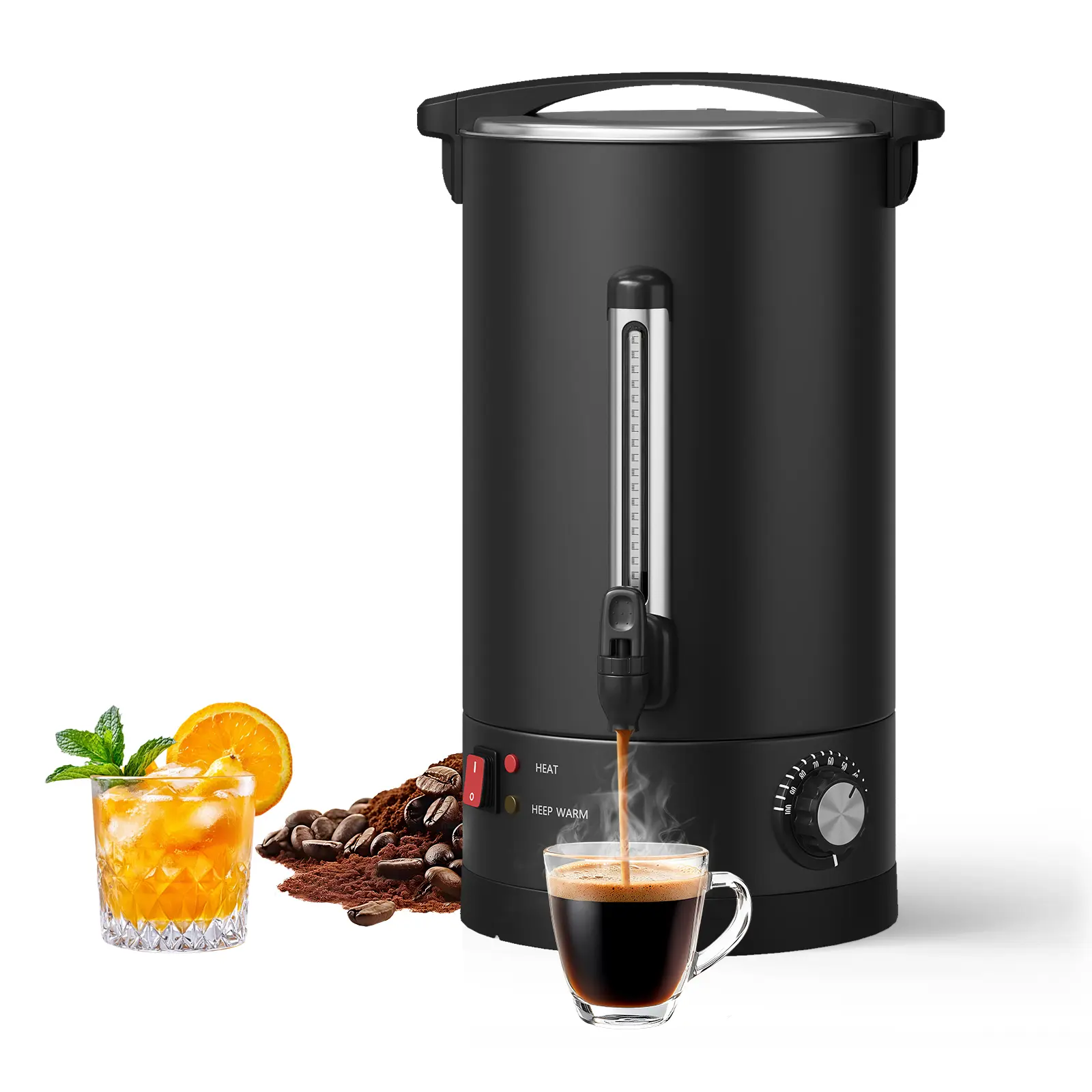 14L Black Double-Wall Stainless Steel Coffee Urn - Insulated Hot Beverage Vessel with Spout, Easy-to-Operate Pour Dispenser for Catering Parties, Serving Large Events (Coffee, Tea)