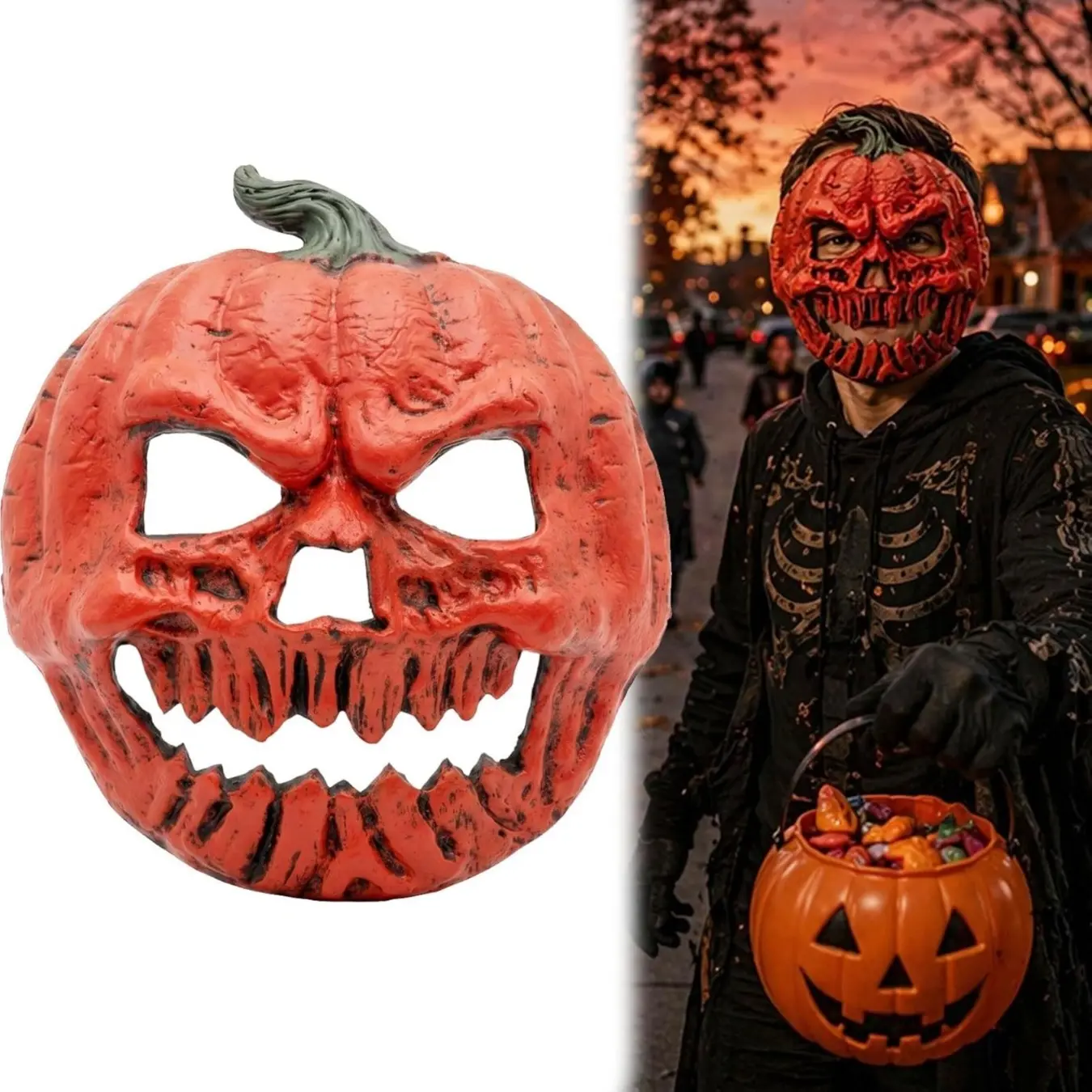Halloween mask Creepy Pumpkin Mask, Scary Pumpkin Head Mask For Halloween Costume Party Props Mask Cosplay Adult Men Women