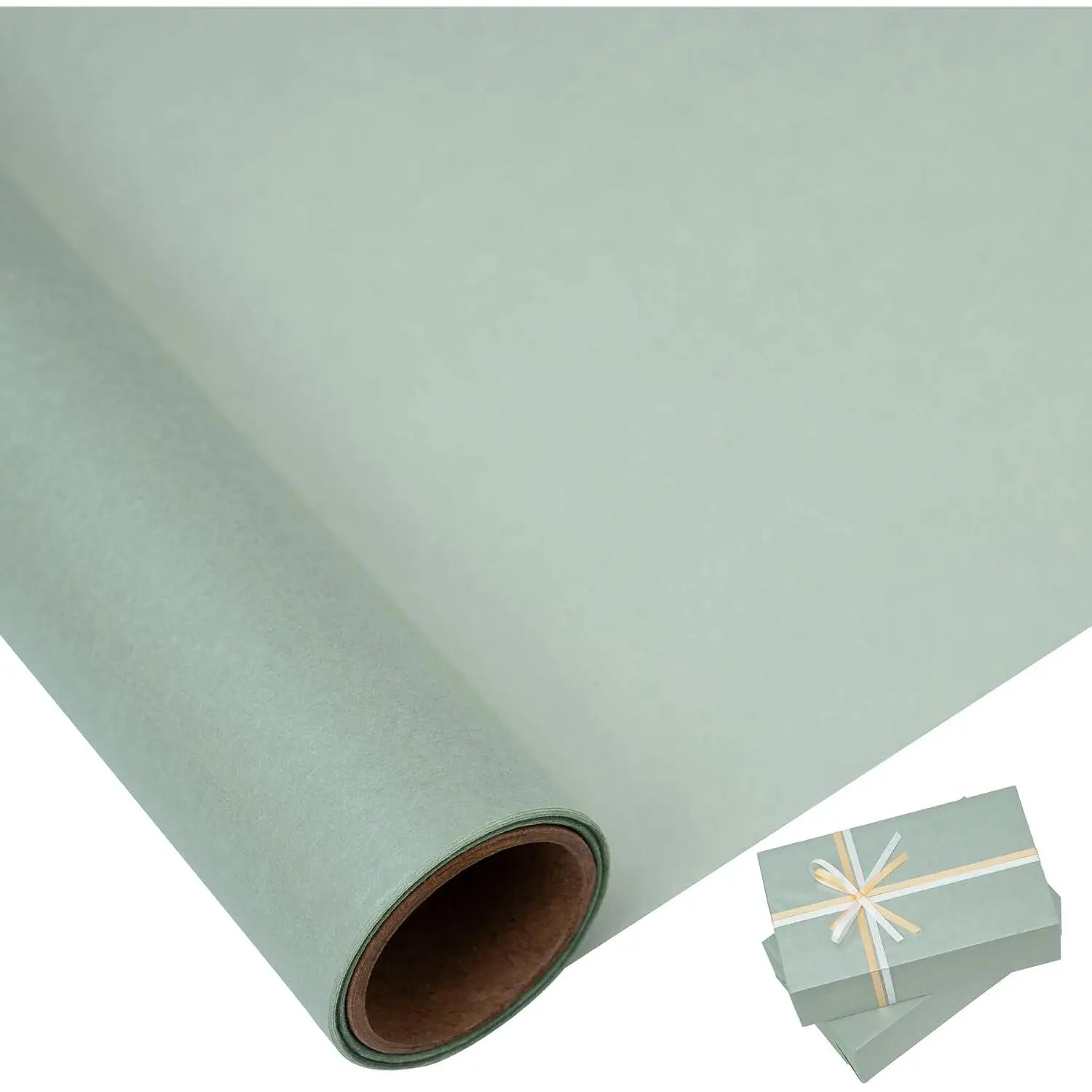 Sage Green Pearlescent Metallic Tissue Paper Roll - 17x33 ft Roll, Home Supplies for Gift Bag Wrapping, Flower Packaging