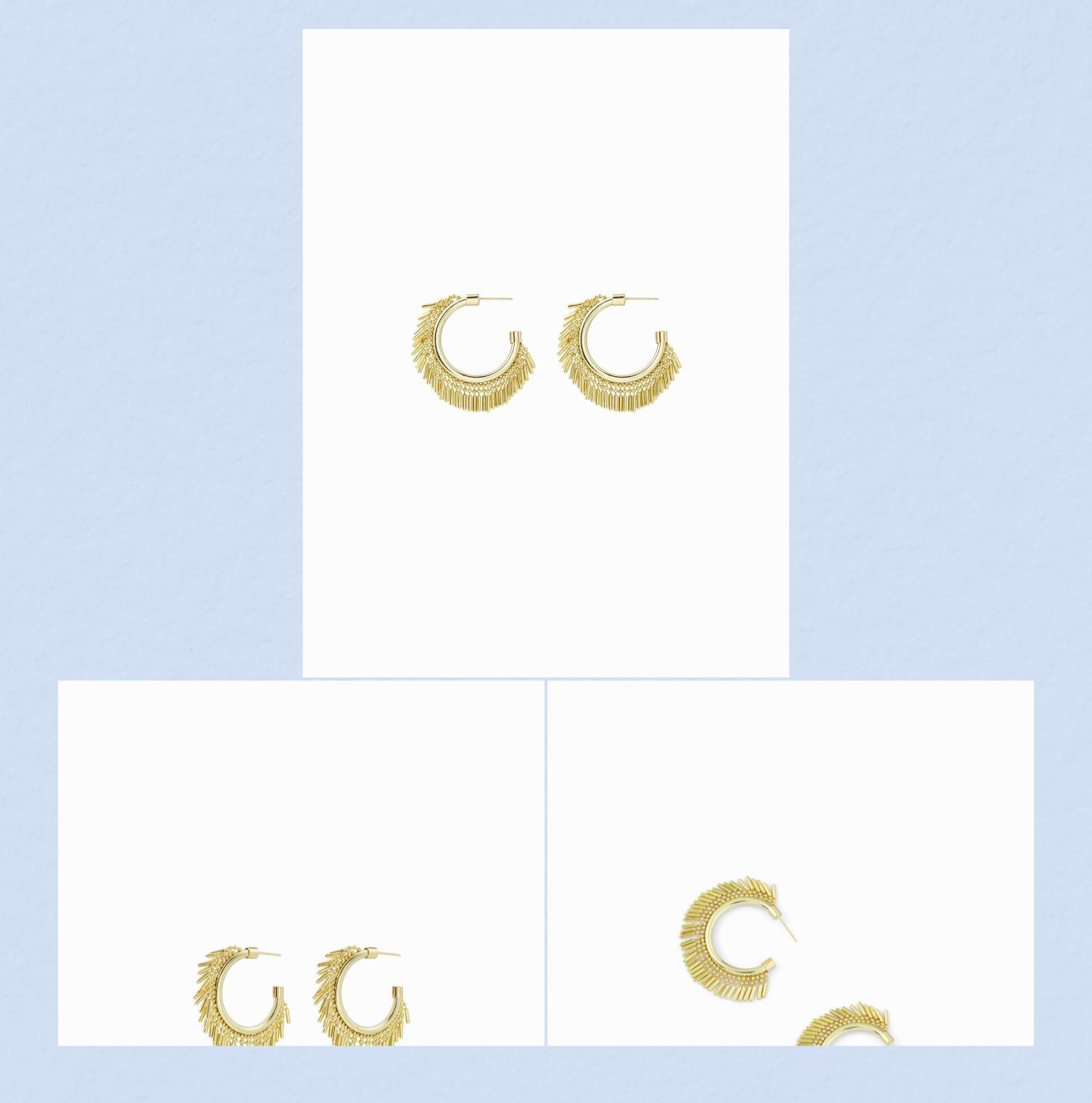 Cider C-SHAPE FRINGED HOOP EARRINGS