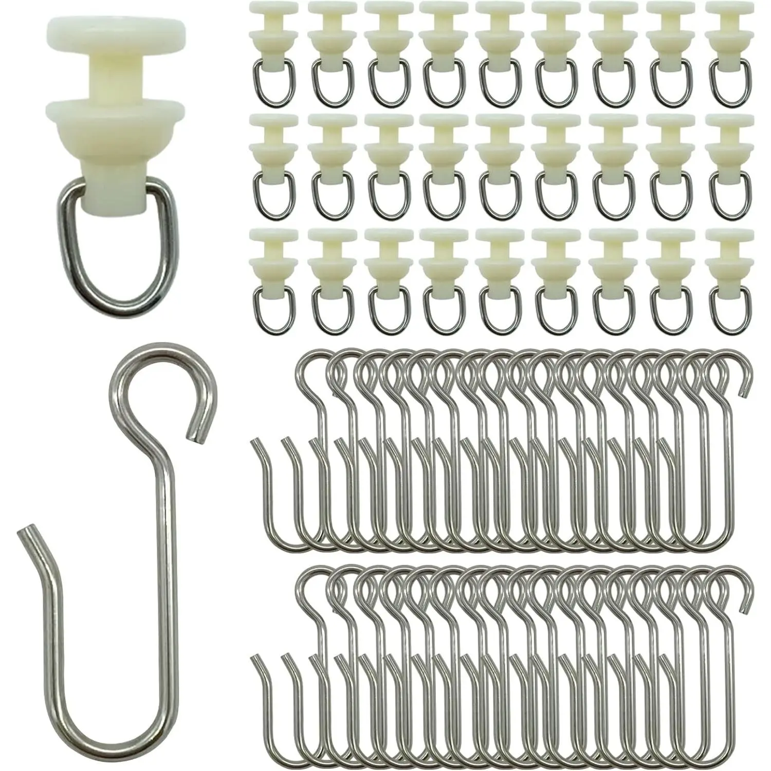 100 Pieces Curtain Slider Track Hooks and Gliders for Shower | Shower Curtain Straight Curved Curtain Track Rollers for Bendable Curtain Track Pulley, Curtain Track Carrier Hooks
