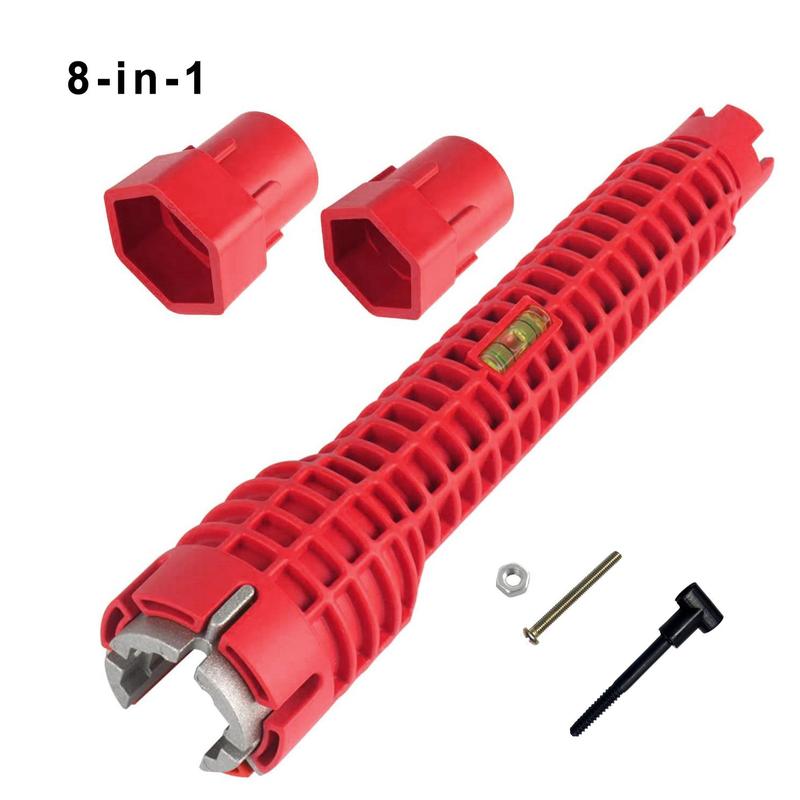 8 In 1 Faucet & Sink Installer Wrench, Sink Faucet Installer Tool, Multifunctional Wrench Set, Pipe Wrench Set, Basin Wrench For Kitchen Plumbing Repair, Heavy Duty Adjustable Wrench