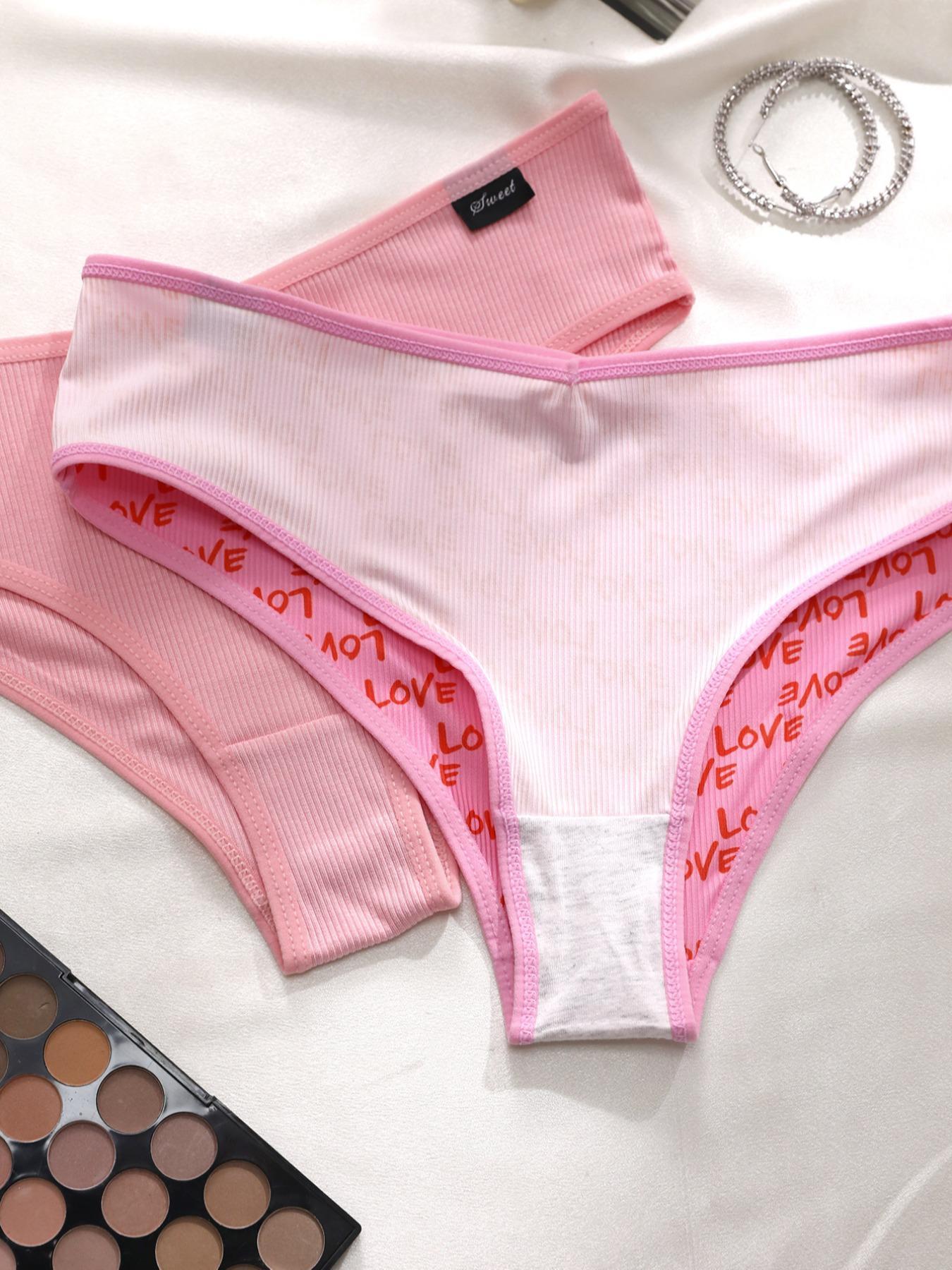 Women's Plain/Cherry/Letter Print Brief, Soft Comfy Breathable Panty for Daily Wear, Underwear for All Seasons