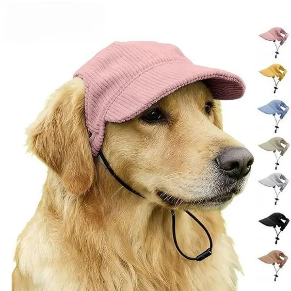 Unisex Multi-Size Dog Baseball Cap with Peaked Shape & Ear Cutouts, Adjustable Sun Protective Outdoor Wear for Large Breeds, S, Sun Protection, Single Cap