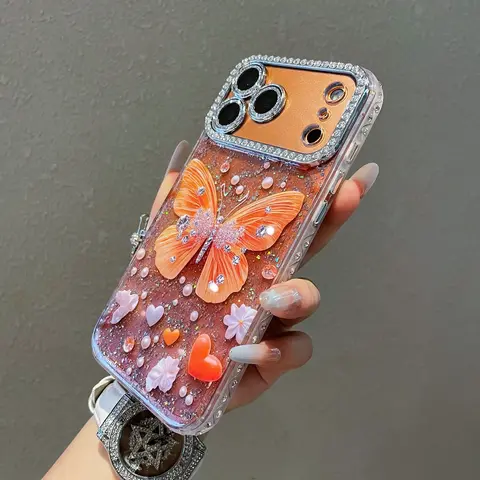 Ombre Butterfly Pattern Phone Case TPU Soft Shell TPU Casing for iPhone 14–17 Series Smartphone, Elegant Aesthetic Design Soft Protective Cover with Anti-Drop Feature Protector Protection Shockproof Cellphone Casing