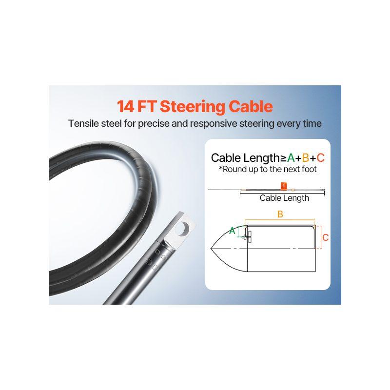 VEVOR Outboard Steering System 14' Outboard Steering Kit 14 Feet Boat Steering Cable with 13 Wheel Durable Marine