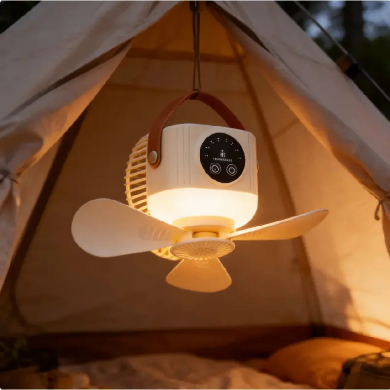 Portable Fan with Remote,Rechargeable Camping Fan Tent Fan with LED Light Portable Outdoor Fan7200mAh Ultra Quiet USB Fan 4 Speeds & 3 Warm Lights, Hanging Travel Fan with Timer, for Workshop Dorm Room Nursery Camping Tent ve