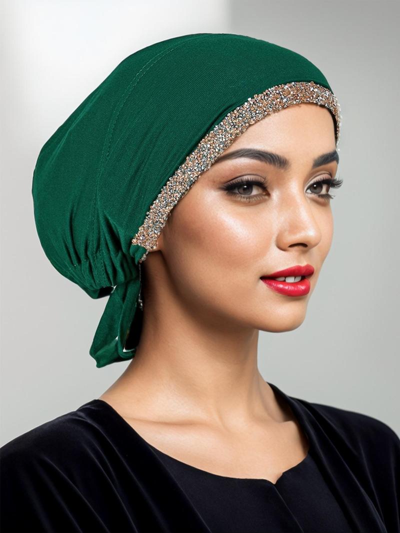 Women's Rhinestone Decor Instant Hijab, Modest Fashionable Hijab for Daily Wear, Women's Islamic Clothing for All Seasons, Clothes for Women