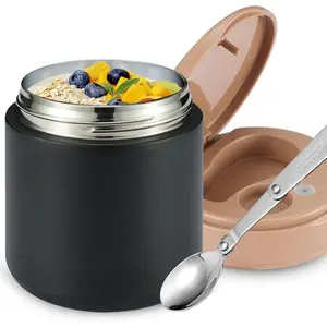 Thermo for Hot   - 15.2oz, Leak Proof Insulated  Jar, Soup Thermo, Insulated Lunch Containers, Termos Para Comida Caliente, Wide Mouth Lunch Box with Folding Spoon and Handle
