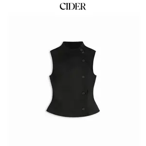 Cider Cotton-blend Asymmetrical Button Top SummerWins Dealsforyou