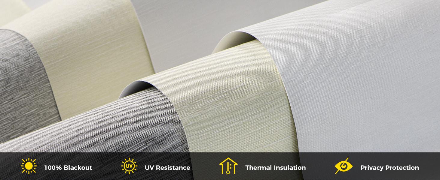 No Tools No Drill Cordless Blackout Roller Shades for Indoor Windows, Easy to Install, Darkens Rooms, Blocks Heat, and Protects Against UV Rays, Window Size 34" W * 48" H White