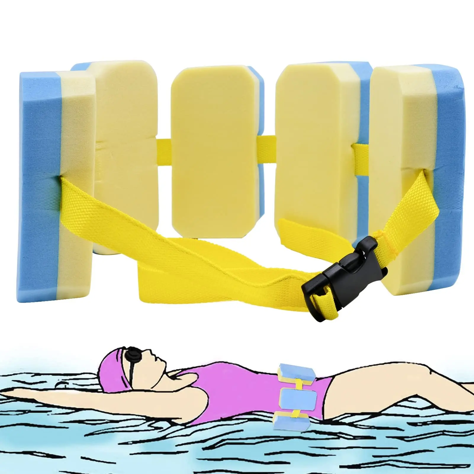 Kids Swim Belt, EVA Floating Swim Belt, Beginner Swimming Training Belt, Wearable Pool Float Board Waist Belt, Water Safety Bubble Belt, Children Adults Swimming Practice Gear, Portable Pool Water Toy, Buoyancy