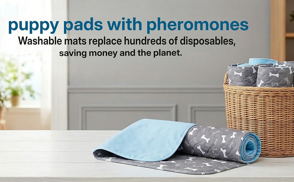 Puppy Pads with pheromones, 2026 Upgraded Washable Puppy Pads for Dogs & Cats, Pee Pad - Leak & Odor Waterproof, Non-Slip Base, Easy to Clean & Reusable